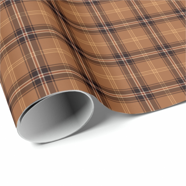 Orange and Brown Rustic Plaid Wrapping Paper