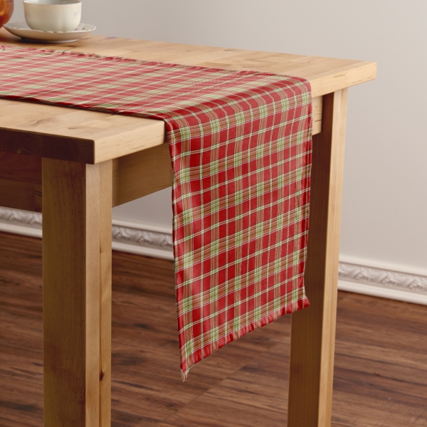 Red and Light Green Plaid Table Runner