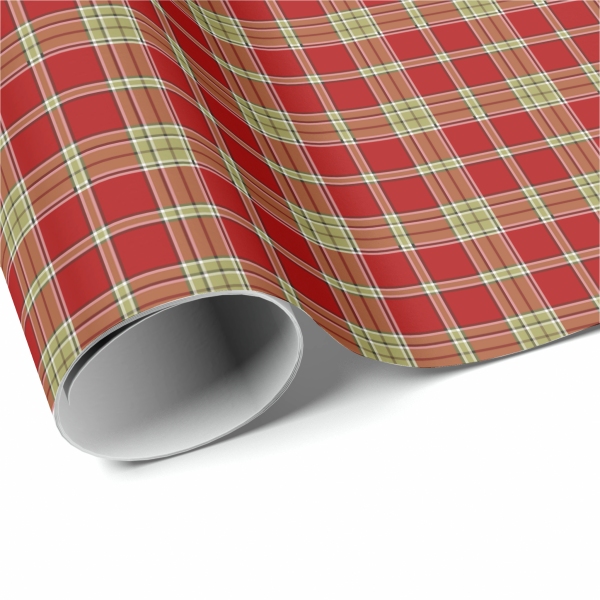 Red and Light Green Rustic Plaid Wrapping Paper