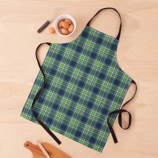Blue and Bright Green Sporty Plaid Apron