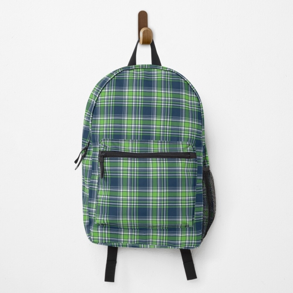 Blue and Bright Green Sporty Plaid Backpack