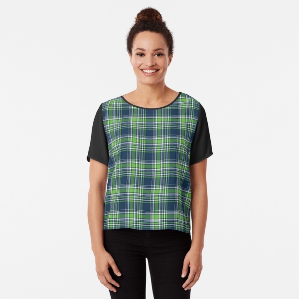 Blue and Bright Green Sporty Plaid Top