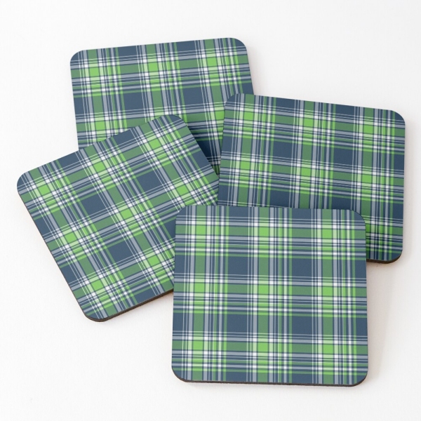 Blue and Bright Green Sporty Plaid Coasters