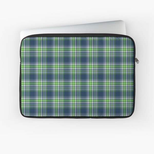 Blue and Bright Green Sporty Plaid Laptop Case