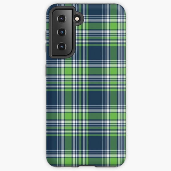 Blue and Bright Green Sporty Plaid Samsung Case