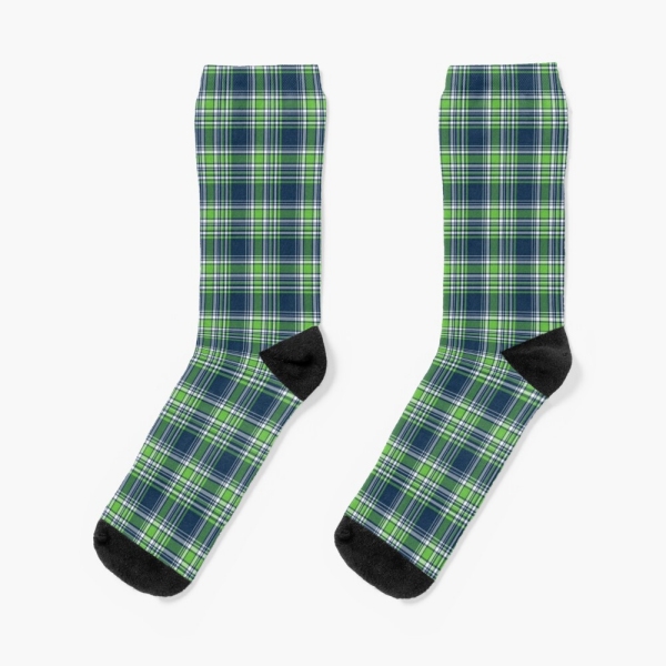 Blue and Bright Green Sporty Plaid Socks