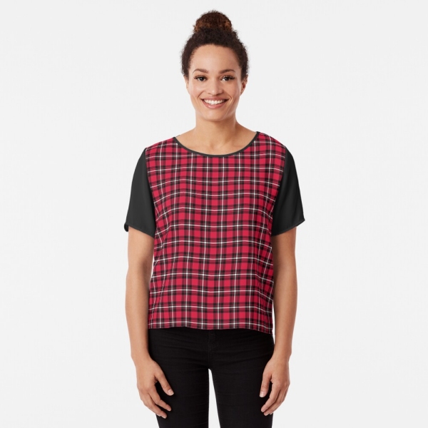 Cherry Red Sporty Plaid Top
