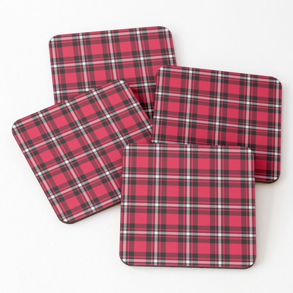 Cherry Red Sporty Plaid Coasters