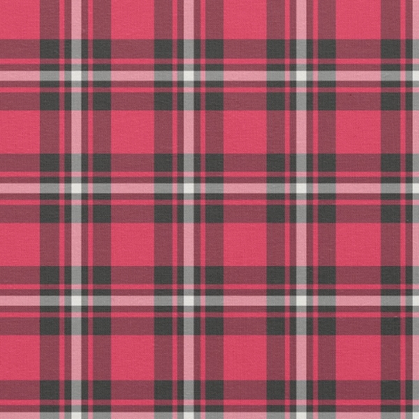 Cherry, Black, and White Sporty Plaid Fabric