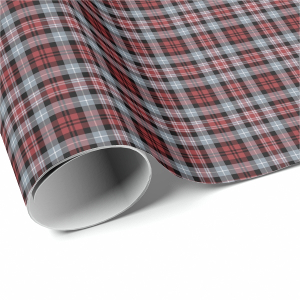 Crimson Red and Gray Sporty Plaid Wrapping Paper