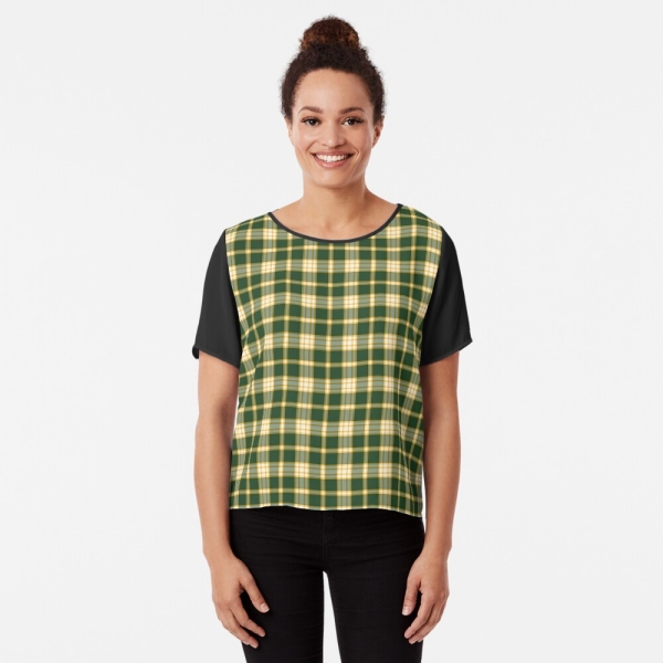 Dark Green and Yellow Gold Sporty Plaid Top