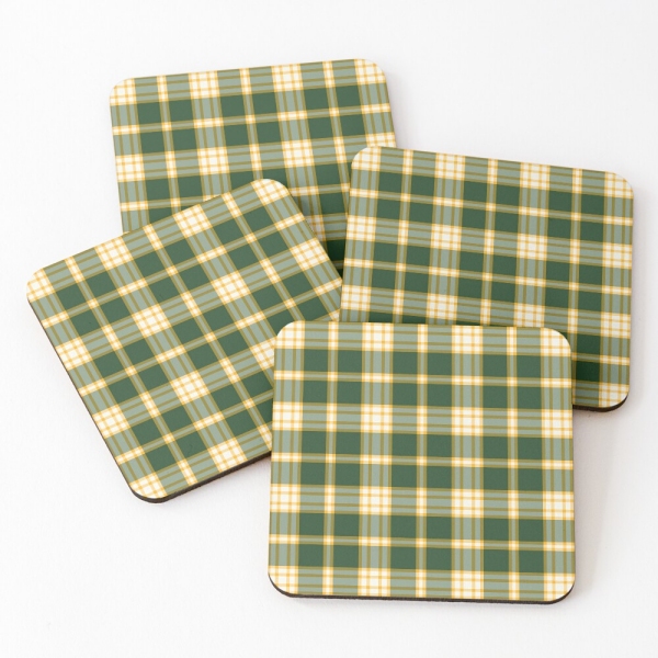 Dark Green and Yellow Gold Sporty Plaid Coasters