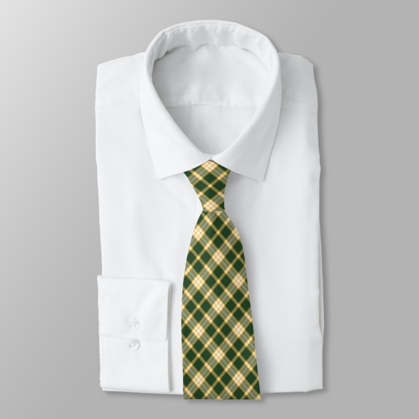 Dark green and yellow gold sporty plaid tie