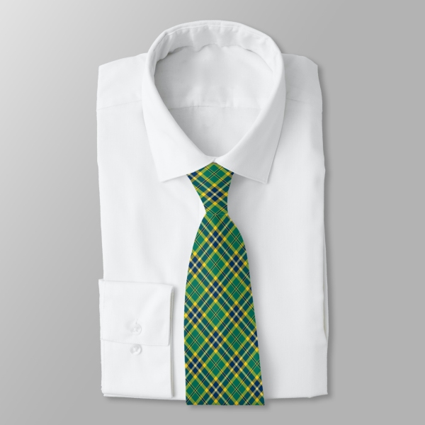 Green, blue, and yellow sporty plaid tie