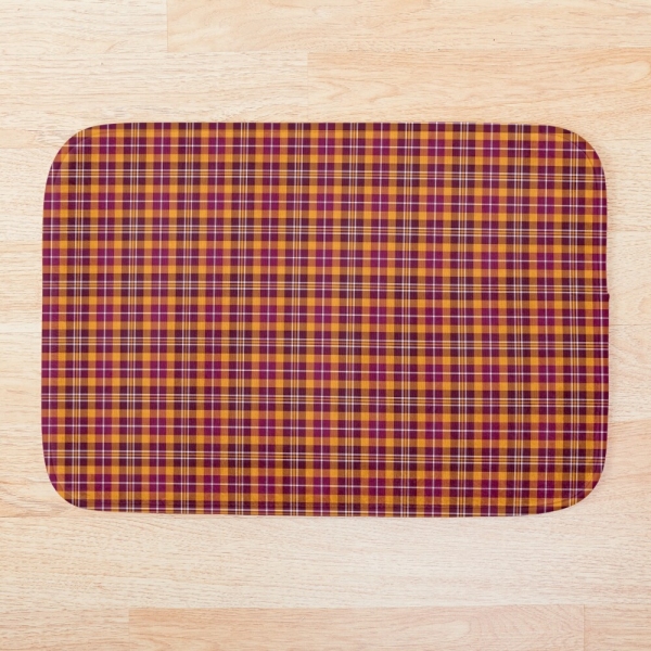 Maroon and orange sporty plaid floor mat