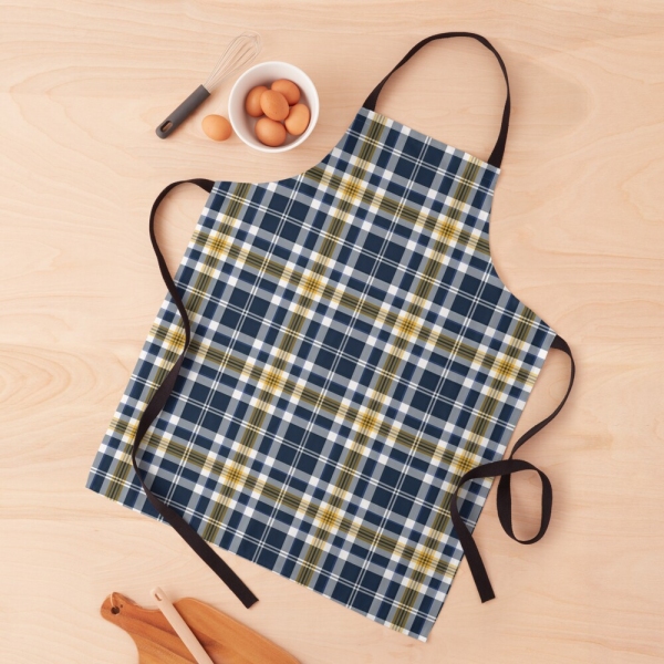 Navy blue and yellow gold sporty plaid apron