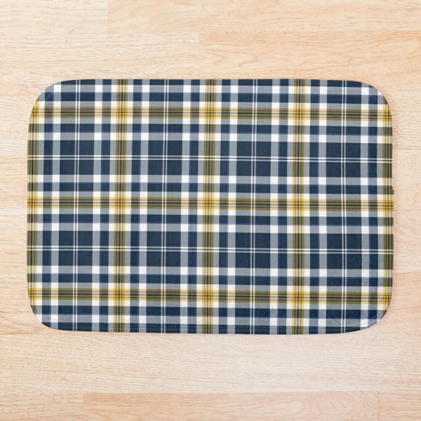 Navy blue and yellow gold sporty plaid floor mat