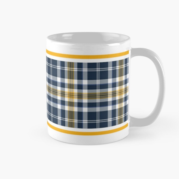 Navy blue and yellow gold sporty plaid classic mug