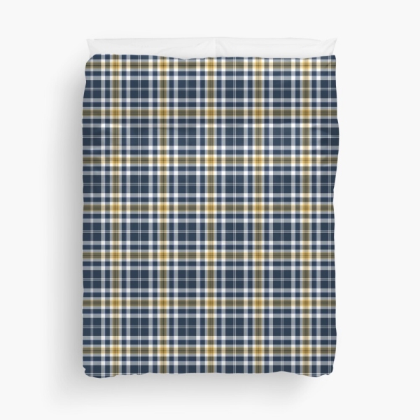 Navy blue and yellow gold sporty plaid duvet cover