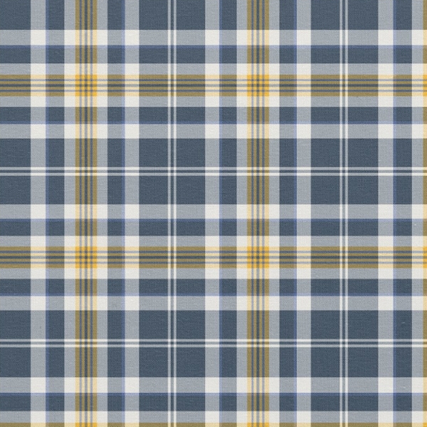 Navy Blue and Yellow Gold Sporty Plaid Fabric