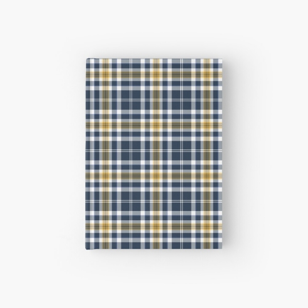 Navy blue and yellow gold sporty plaid hardcover journal