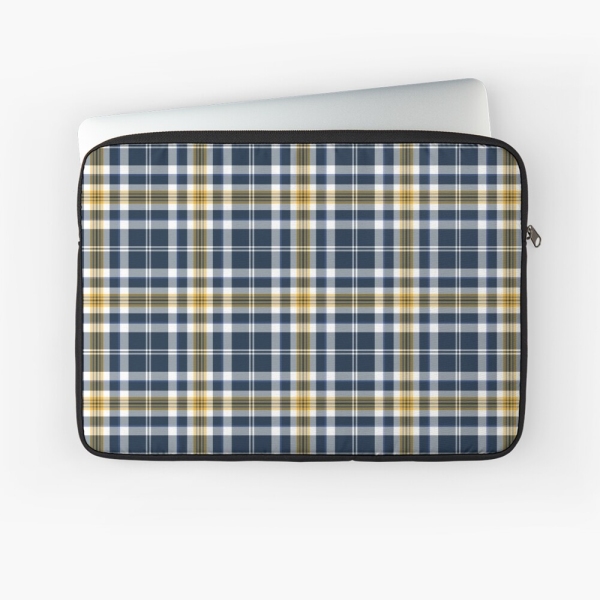 Navy blue and yellow gold sporty plaid laptop sleeve