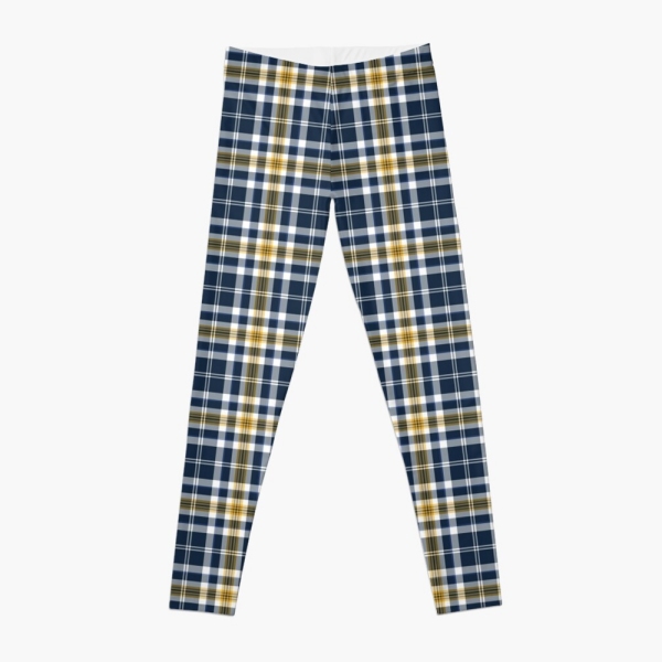 Navy blue and yellow gold sporty plaid leggings