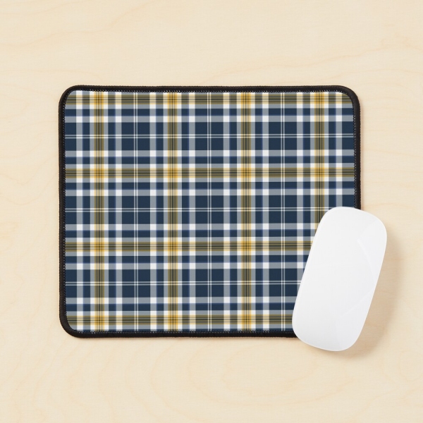 Navy blue and yellow gold sporty plaid mouse pad