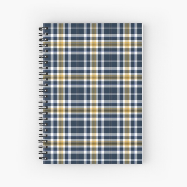 Navy blue and yellow gold sporty plaid spiral notebook