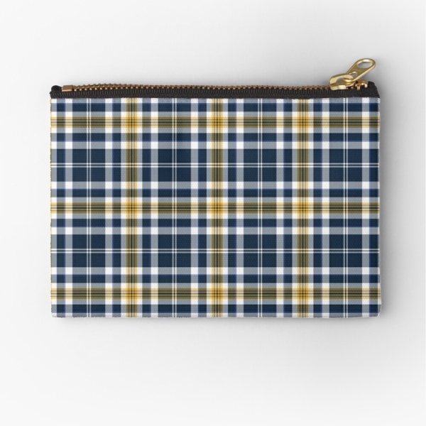 Navy blue and yellow gold sporty plaid accessory bag