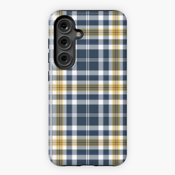 Navy blue and yellow gold sporty plaid Samsung Galaxy case