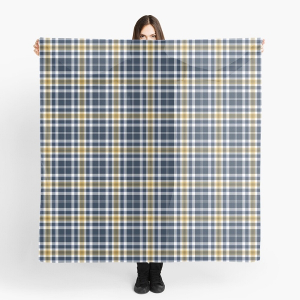 Navy blue and yellow gold sporty plaid scarf