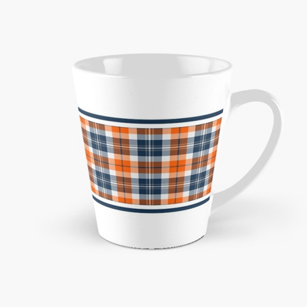 Orange and blue sporty plaid tall mug