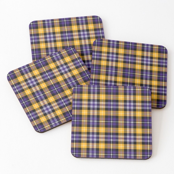 Purple and Yellow Gold Sporty Plaid Coasters