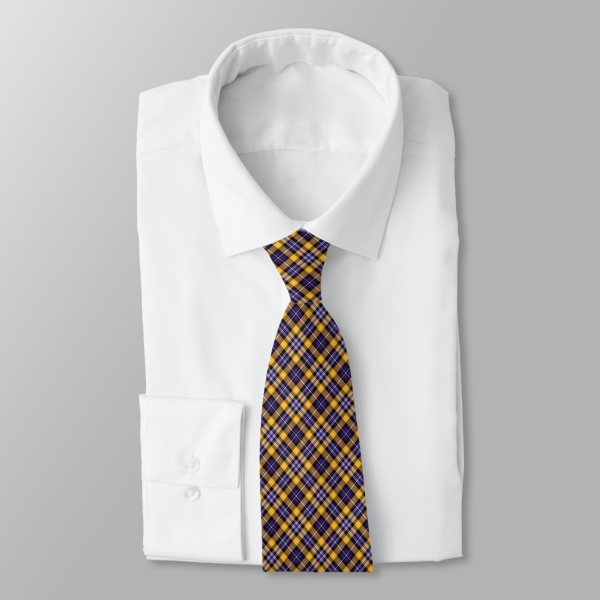 Purple and yellow gold sporty plaid tie