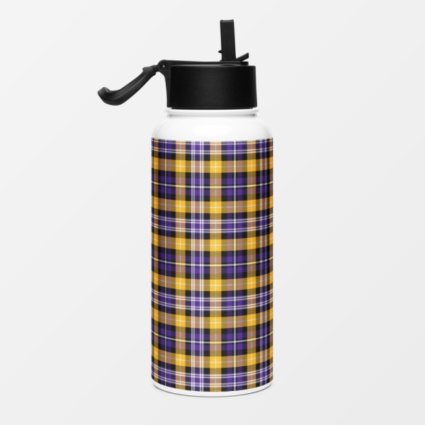 Purple and yellow gold sporty plaid water jug