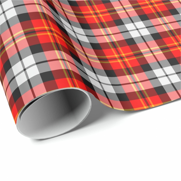 Scarlet Red, Black, and White Sporty Plaid Wrapping Paper