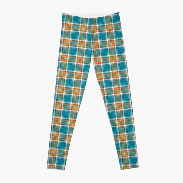 Turquoise and orange sporty plaid leggings