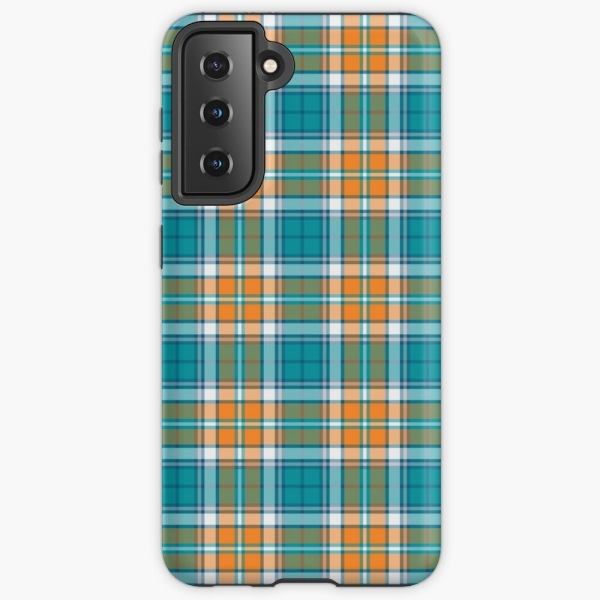 Turquoise and Orange Sporty Plaid Samsung Case