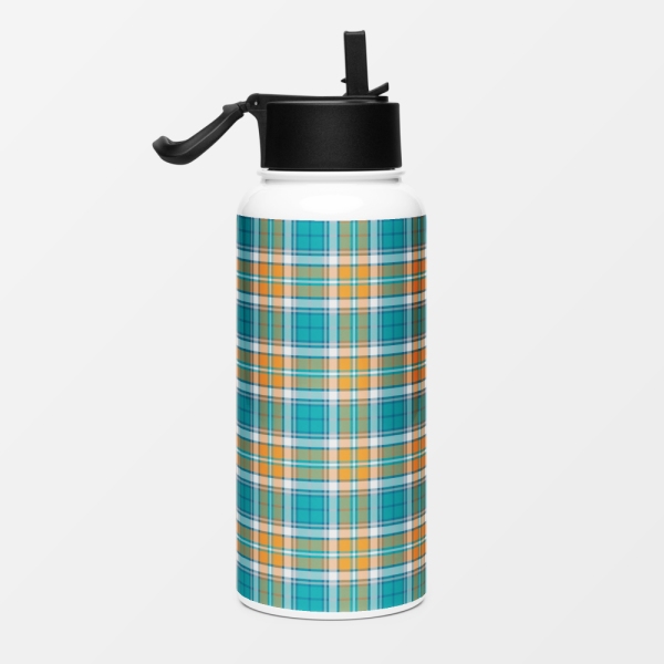 Turquoise and orange sporty plaid water jug