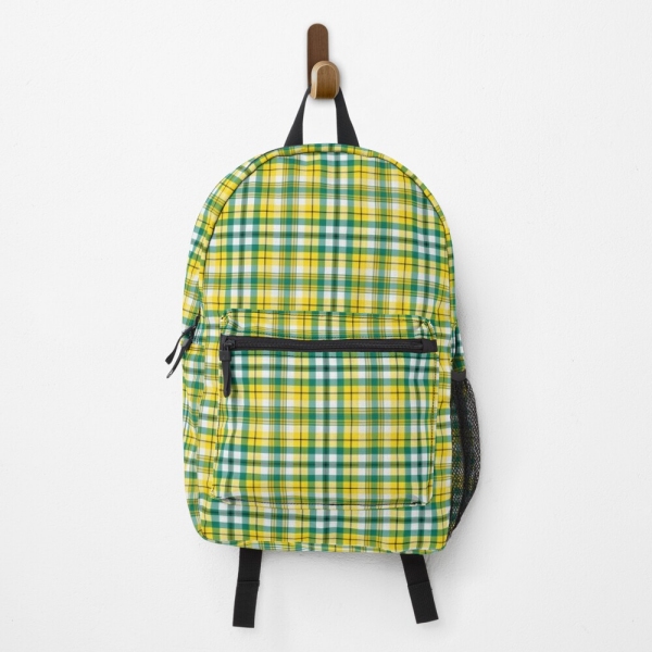 Bright yellow and green sporty plaid backpack