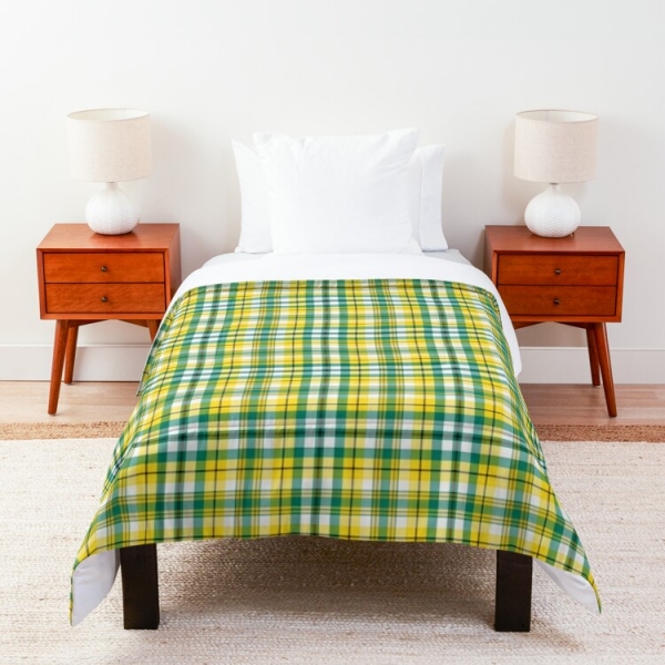 Bright yellow and green sporty plaid comforter