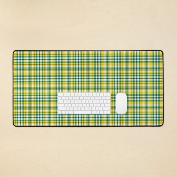 Bright yellow and green sporty plaid desk mat