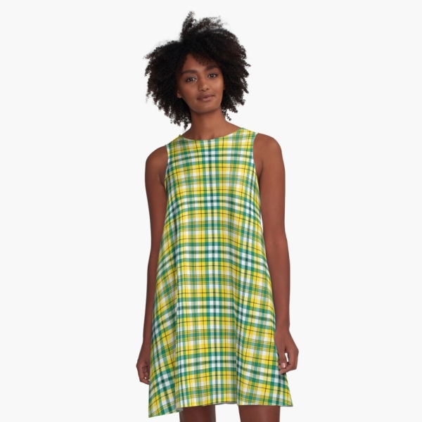 Bright yellow and green sporty plaid a-line dress