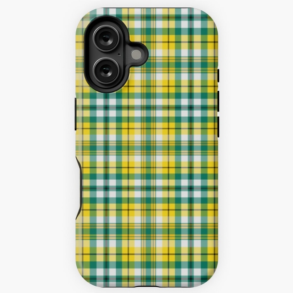 Bright yellow and green sporty plaid iPhone case