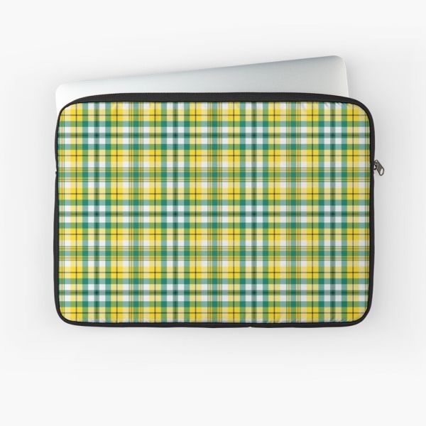 Bright yellow and green sporty plaid laptop sleeve