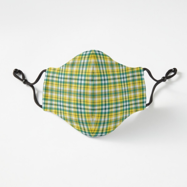 Bright yellow and green sporty plaid fitted face mask