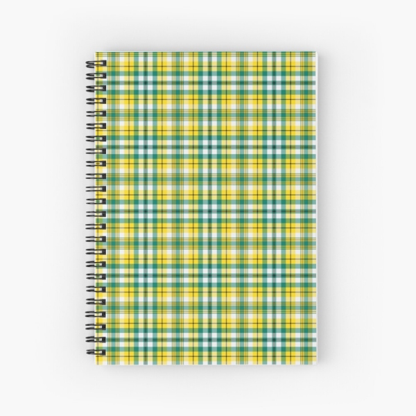 Bright yellow and green sporty plaid spiral notebook