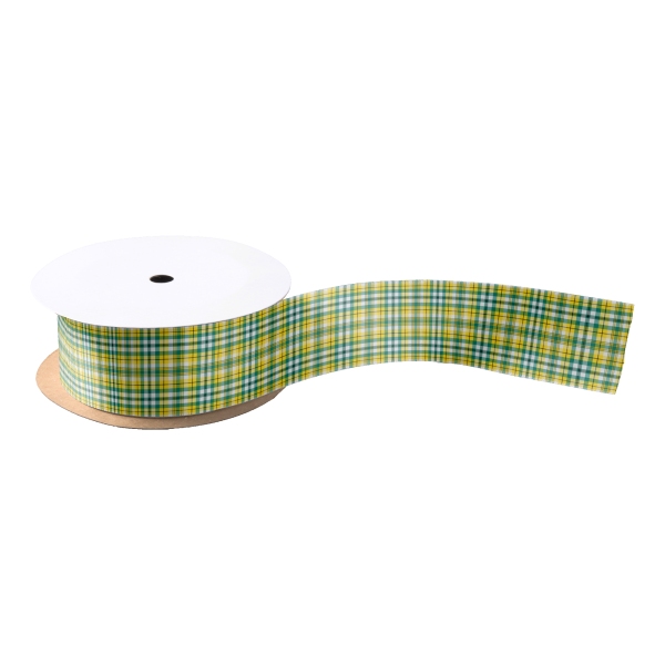 Bright Yellow and Green Sporty Plaid Ribbon