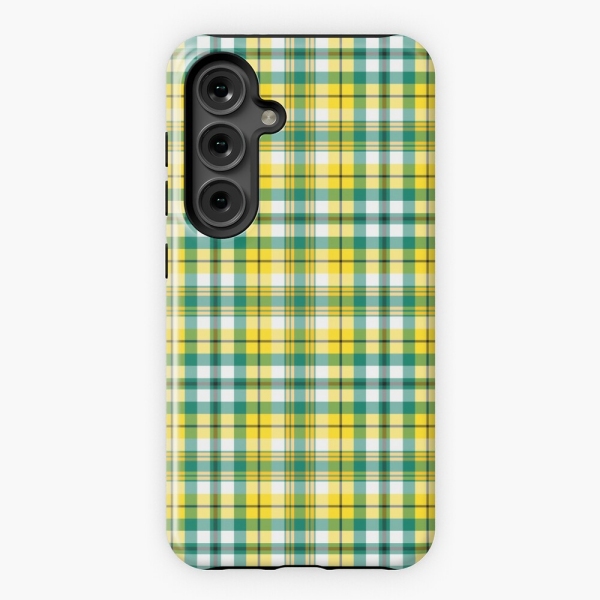 Bright yellow and green sporty plaid Samsung Galaxy case